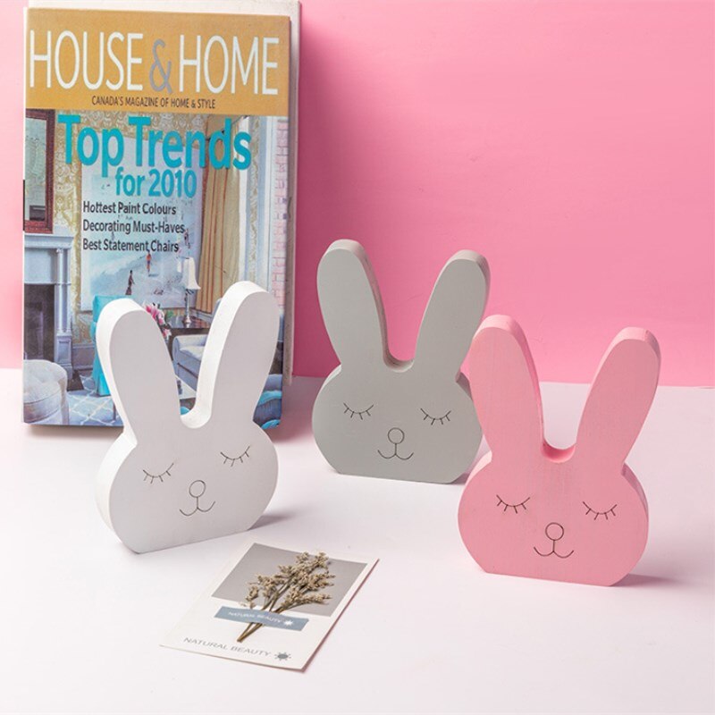 INS Nordic Wooden Rabbit Ornaments Kids Room Decoration Tabletop Furniture Wood Toys Wall Crafts Nursery Decor Photography Props - Provence Home Living Store