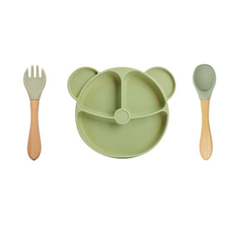 Baby Silicone Feeding Tableware Set Newborn Waterproof Dinner Plate Chark Spoon Sets Baby Eating Learning Dinnerware NO BPA - Provence Home Living Store