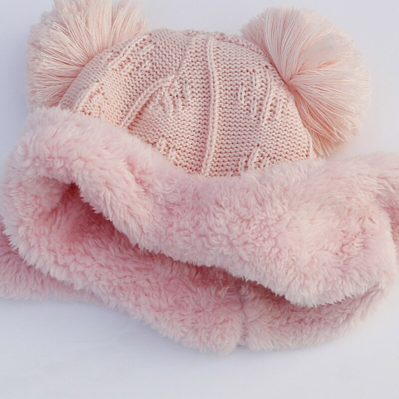 Autumn Winter Cute Hair Ball Baby Hat Infant Ear Protection Cap Knitted Beanie XXFE - Provence Home Living Store