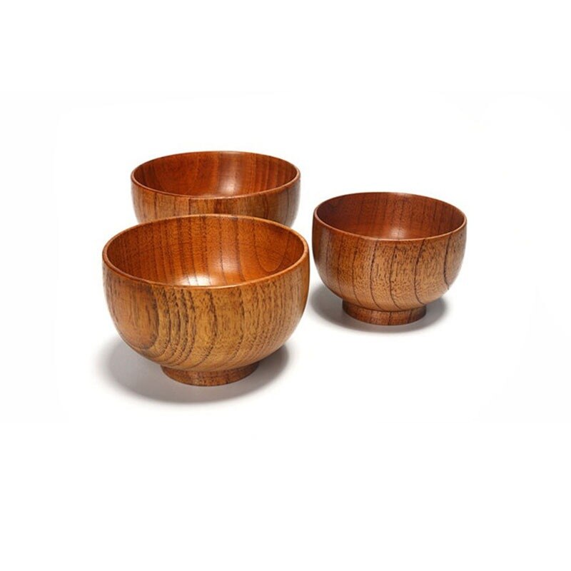 Acacia Wood Serving Bowl For Fruits or Salads Japanese Style Single Bowl Wood Rice Soup Bowl Food Container Kitchen Tableware - Provence Home Living Store