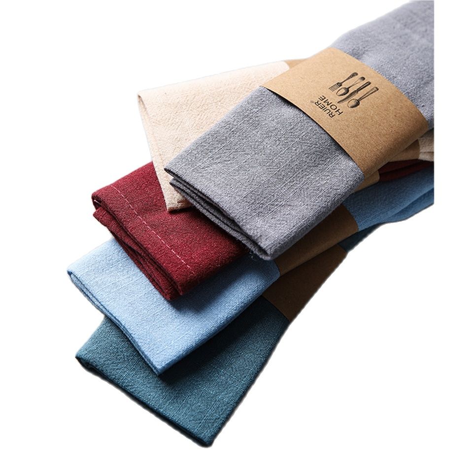 2PCS 40x40cm Skin-Friendly Dinner Napkins,Dinning Washable Cloth Handkerchief,Solid Colour Cotton Linen Kitchen Soft Tea Towel - Provence Home Living Store