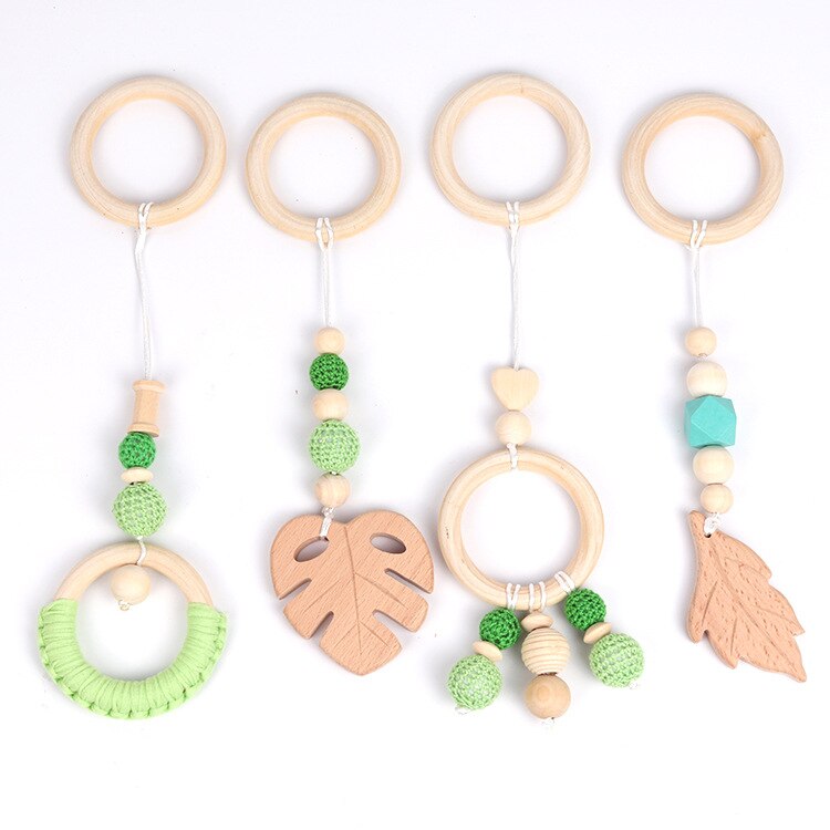 Nordic Style Baby Gym Play Frame Wooden Infant Nursery Sensory Ring-Pull Toy Teething Nursing Rattle Toys Gifts Infant Room Deco - Provence Home Living Store