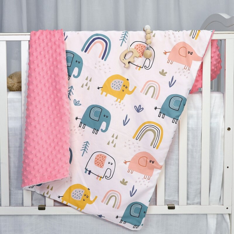 Baby Blanket Warm Newborn Swaddling Wrap Winter Autumn Toddler Dotted Quilt Cartoon Printed Nap Blanket Bedding Baby Shower Gift - Provence Home Living Store