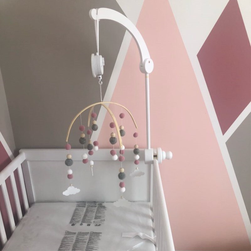 INS Nordic Wooden Beads Wind Chimes with Wool Balls Newborn Baby Bed Hanging Windbell Crib Tent Kids Room Decorations Ornaments - Provence Home Living Store