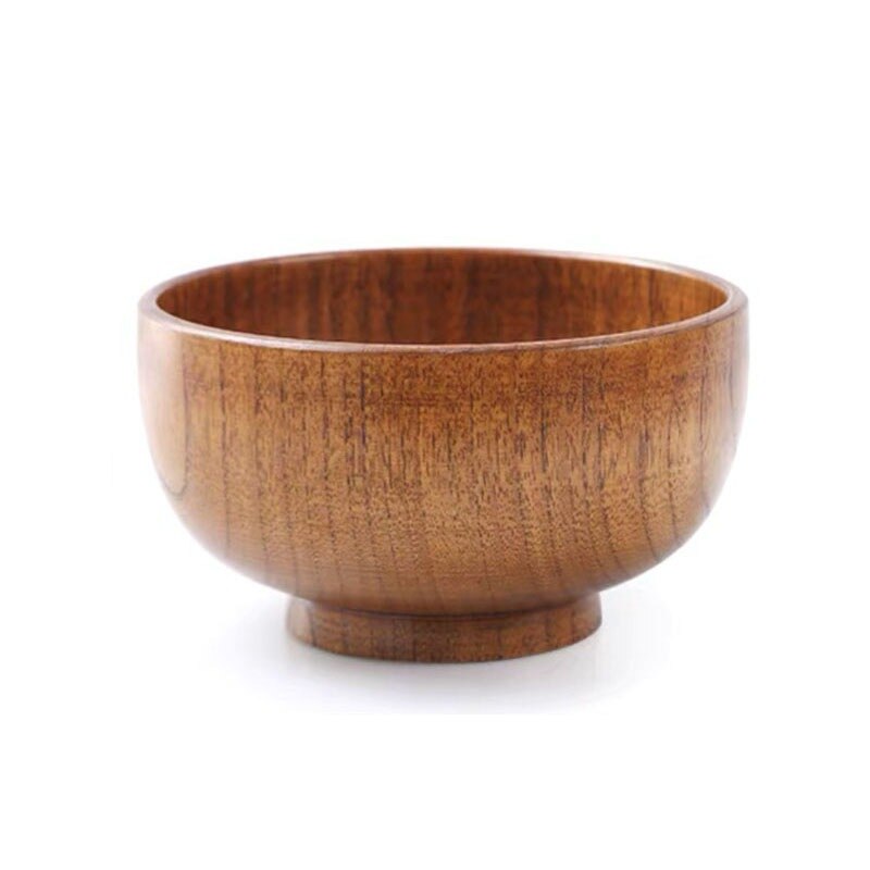 Acacia Wood Serving Bowl For Fruits or Salads Japanese Style Single Bowl Wood Rice Soup Bowl Food Container Kitchen Tableware - Provence Home Living Store