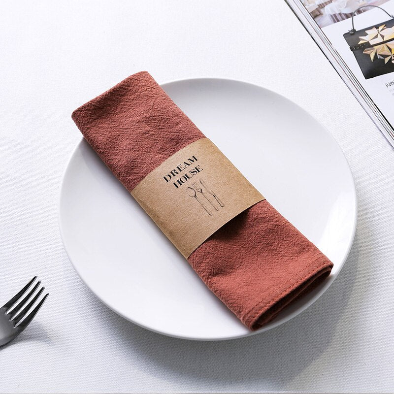 12 Pcs/Lot Custom Made Wedding Durable Thickened Cloth Napkins,Reusable Ramie Cotton Placemats,Kitchen Dining Restaurant Use - Provence Home Living Store