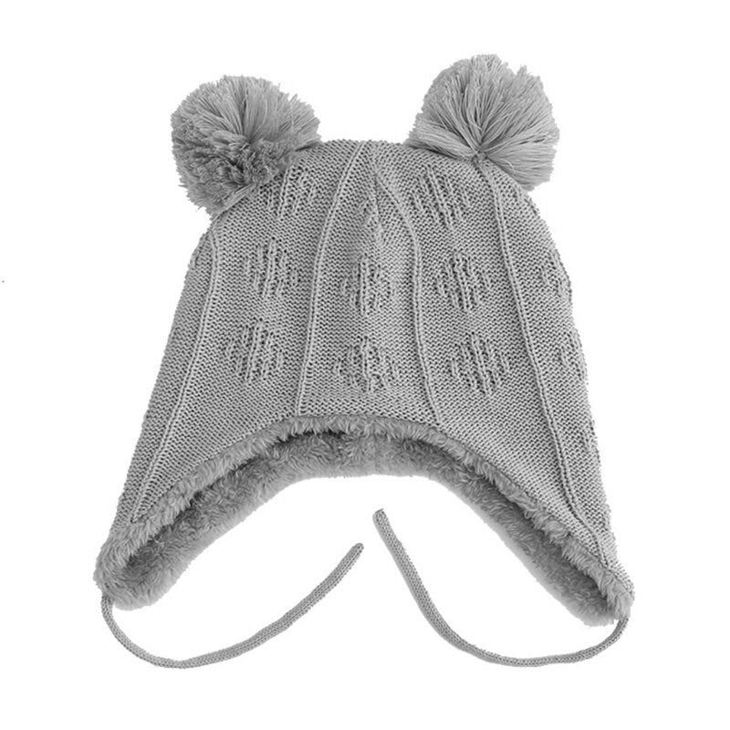 Autumn Winter Cute Hair Ball Baby Hat Infant Ear Protection Cap Knitted Beanie XXFE - Provence Home Living Store