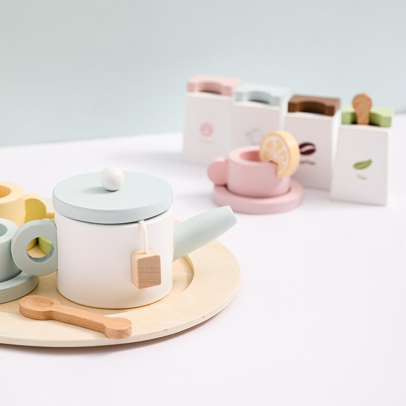 Wooden Montessori Baby Macarons Color Play House Toys Motor Skills Learning Waldorf Educational Toys Wooden Tea Set - Provence Home Living Store