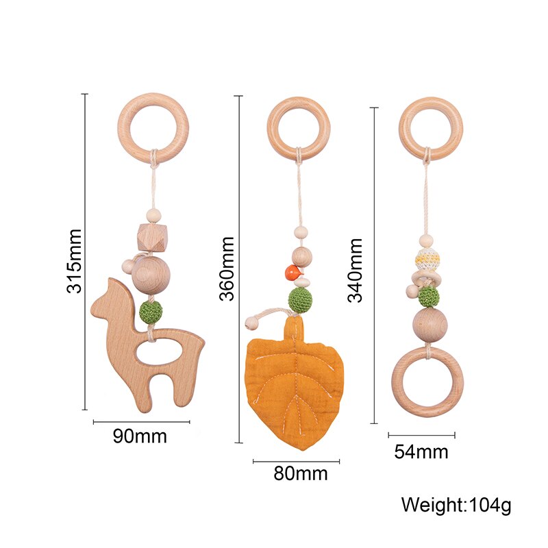 Baby Teether Wooden Gym Play Montessori Wooden Animal Rodent Ring Bead For Kid Teeth Pendant Mobile Bed Holder Baby Products Toy - Provence Home Living Store