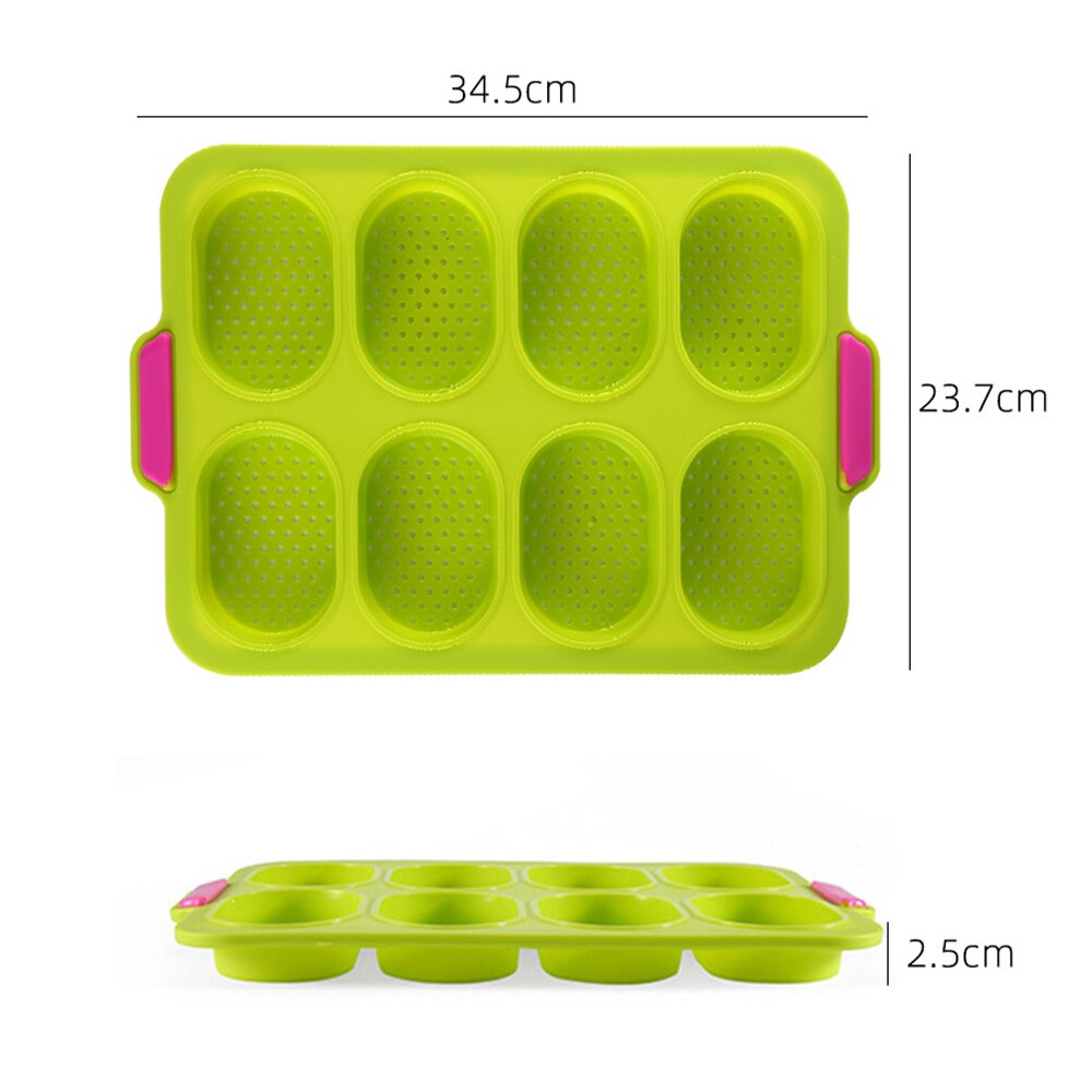 8 Hole Non-Stick Silicone Cake Mold French Bread Mould Heat Resistant Burger Muffin Pan Tray Cupcake Kitchen DIY Cake Tools - Provence Home Living Store