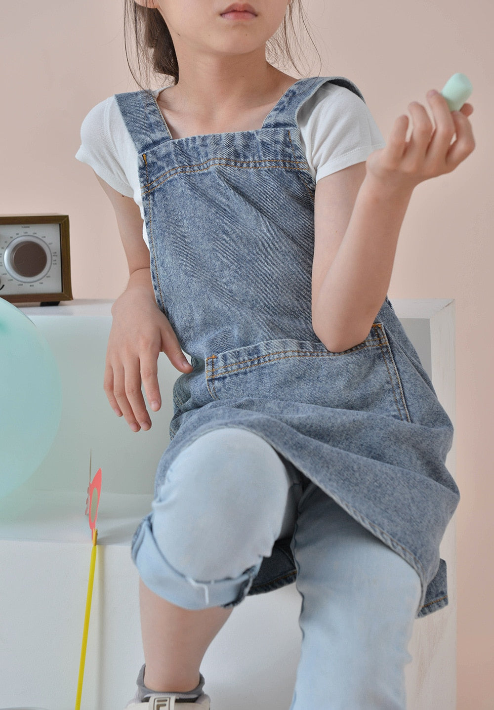 Children&#39;s Washed Denim Apron Boy&#39;s Painting Smock Game Anti-dirty Girl&#39;s Bib Advertising Kids Pinafore Nostalgic Clothing - Provence Home Living Store