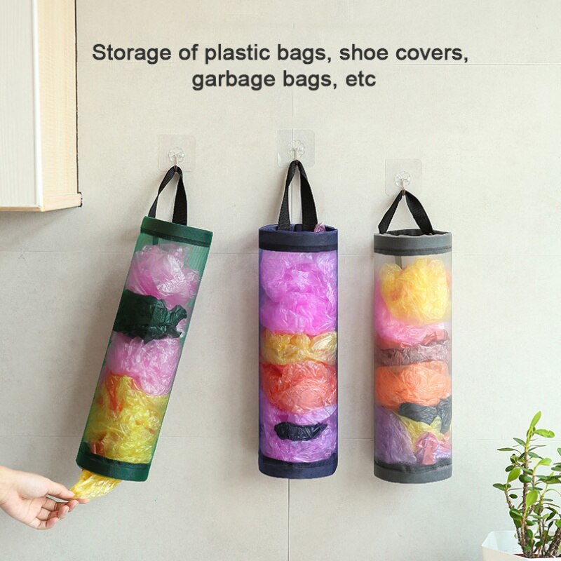 Home Trash Bag Hanging Storage Pouch Plastic Bags Organization Kitchen Dispenser Garbage Bags Wall Mounred Grocery Holder - Provence Home Living Store