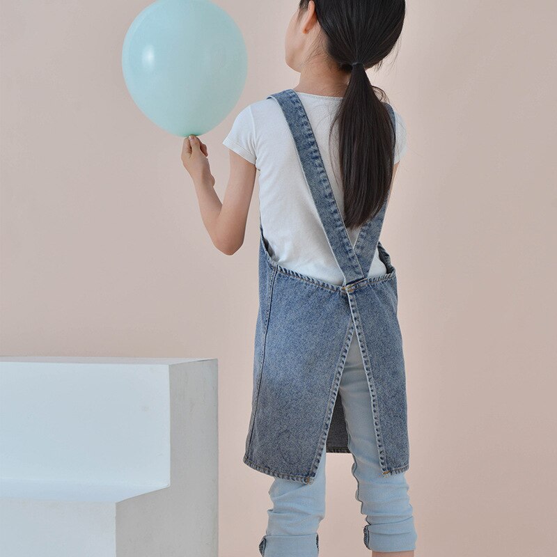 Children&#39;s Washed Denim Apron Boy&#39;s Painting Smock Game Anti-dirty Girl&#39;s Bib Advertising Kids Pinafore Nostalgic Clothing - Provence Home Living Store