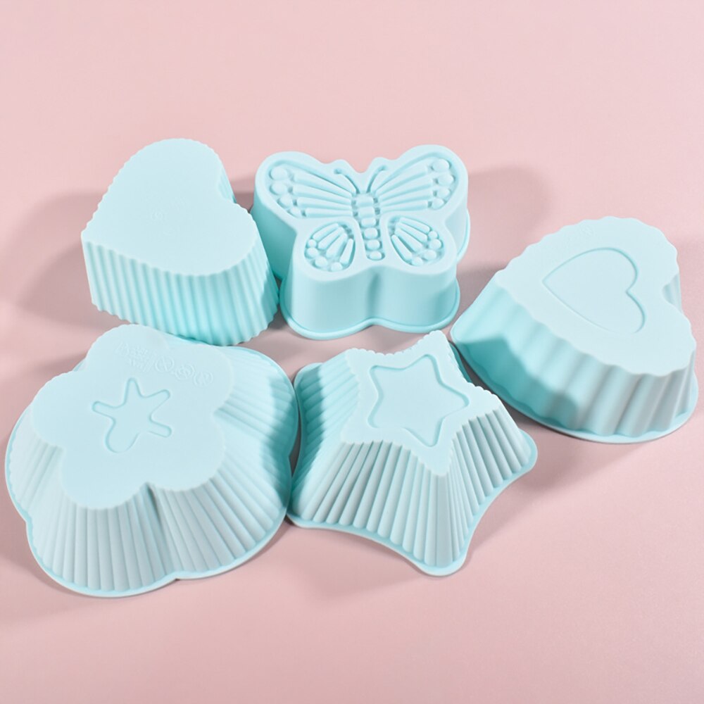 10pcs Muffin Cake Mold Heart Star Butterfly Shape Cupcake Cup Heat Resistant Nonstick Silicone Soap mould Reusable Baking Tools - Provence Home Living Store