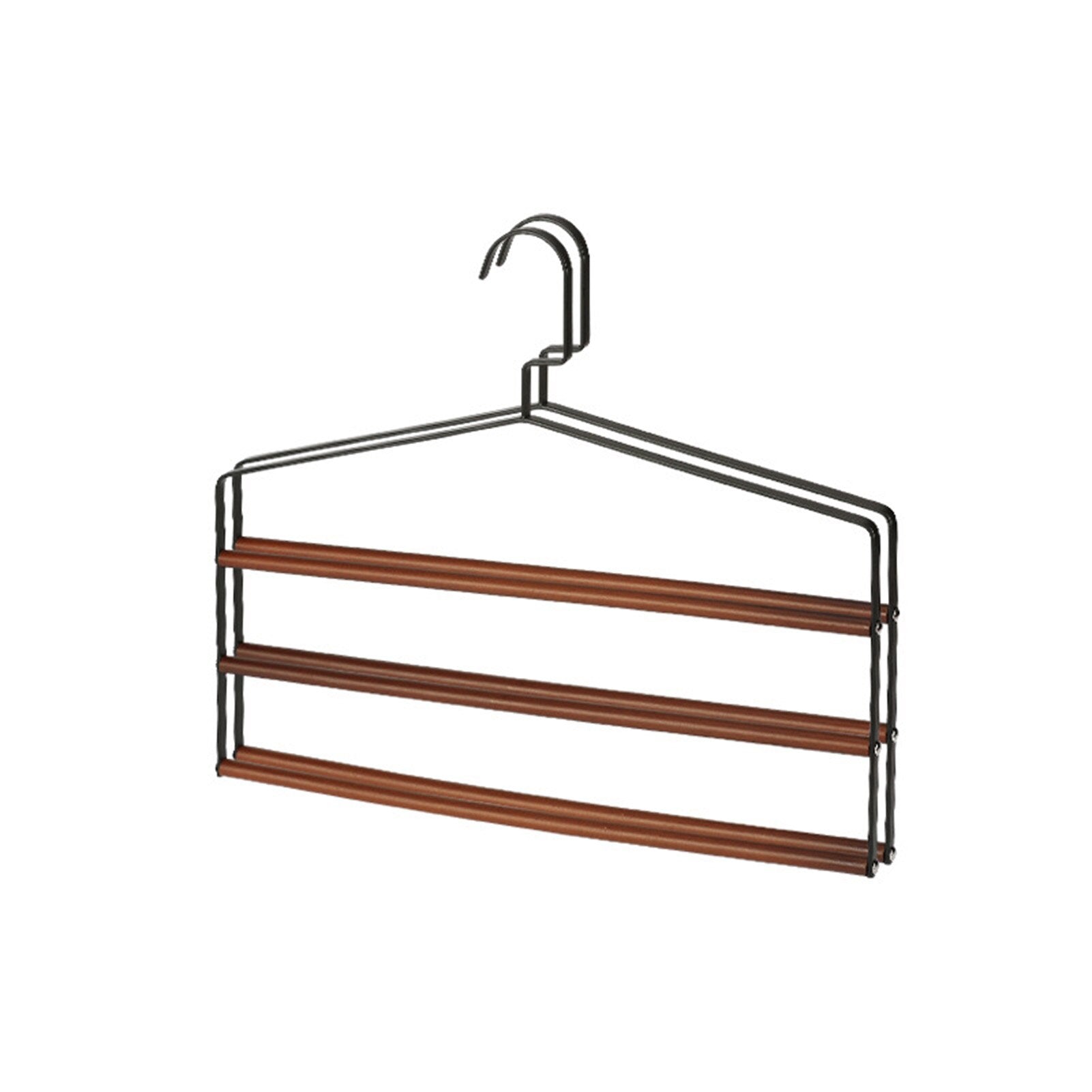 Vintage Solid Wood Multi-Layer Pants Hangers Non-Slip Metal Pants Rack Closet Organizer Space Saving Home Laundry Drying Rack - Provence Home Living Store