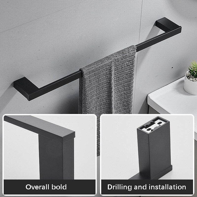 Space Aluminum Bathroom Set Robe Hook Towel Rail Bar Rack Bar Shelf Tissue Paper Holder Toothbrush Holder Bathroom Accesso - Provence Home Living Store