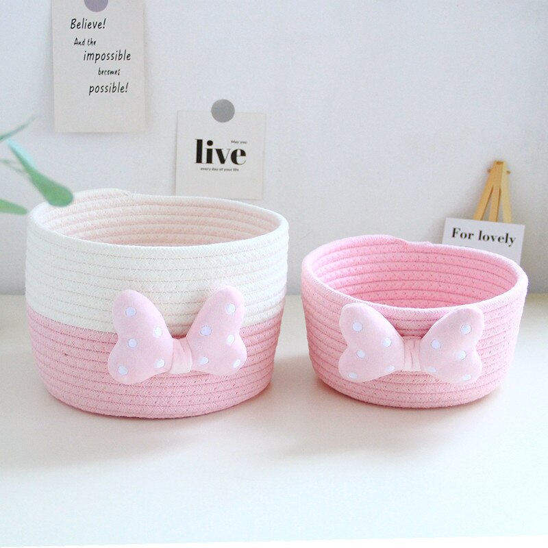 Nordic Woven Cotton Rope Storage Basket Desktop Storage Box For Jewelry Cosmetics Snacks Sundries Keys Kids Toys Organizer Bins - Provence Home Living Store