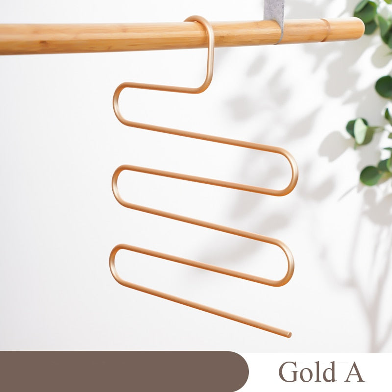 5 Layers Clothes Hangers S Shape Aluminum alloy Pants Storage Hangers Clothes Storage Rack Multilayer Trousers Organizer Hanger - Provence Home Living Store