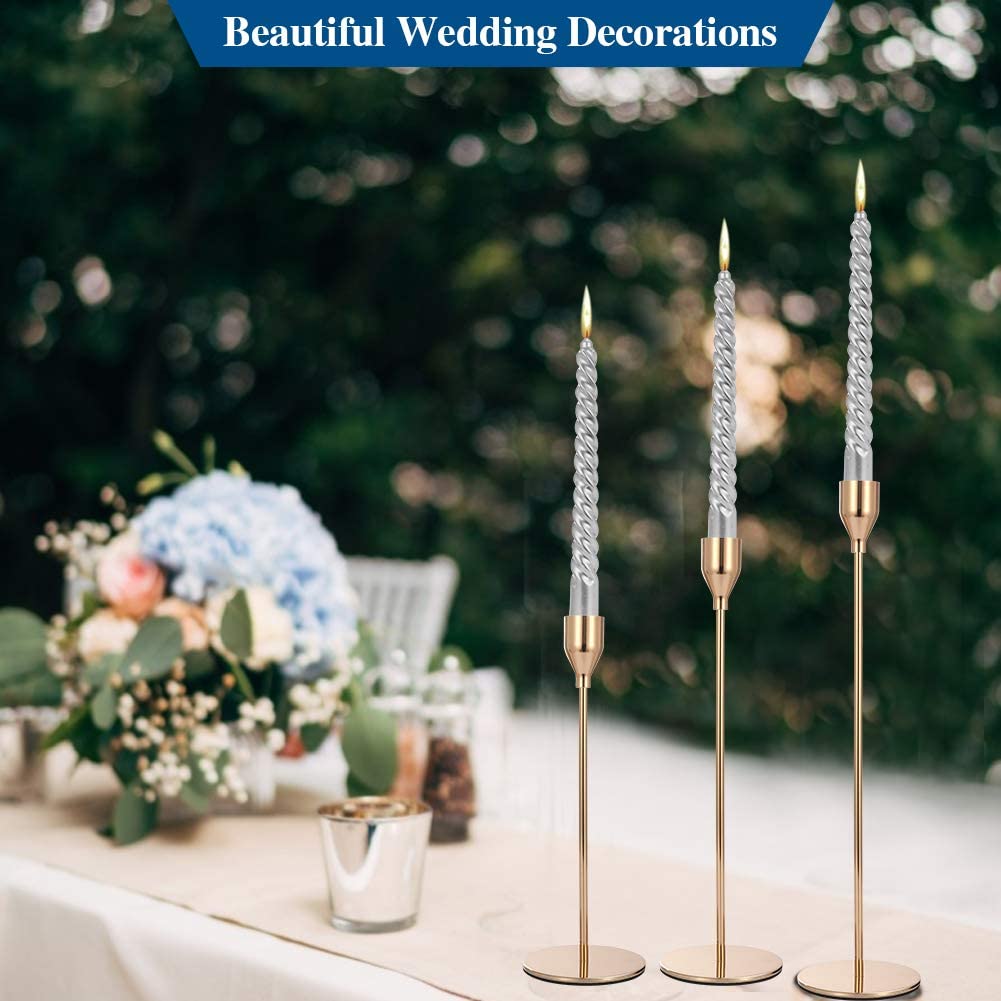 Set of 3 Gold Candlestick Gold Candle Taper Candle Decorative Holder for Home Decor Wedding Dinning Party Anniversary - Provence Home Living Store