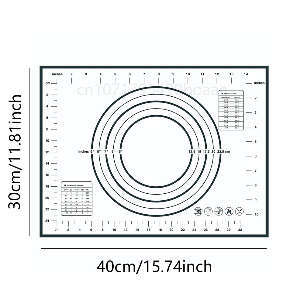 Silicone Kneading Pad Non-Stick Surface Rolling Dough Mat With Scale Kitchen Cooking Pastry Sheet Oven Liner Bakeware 30X40CM - Provence Home Living Store