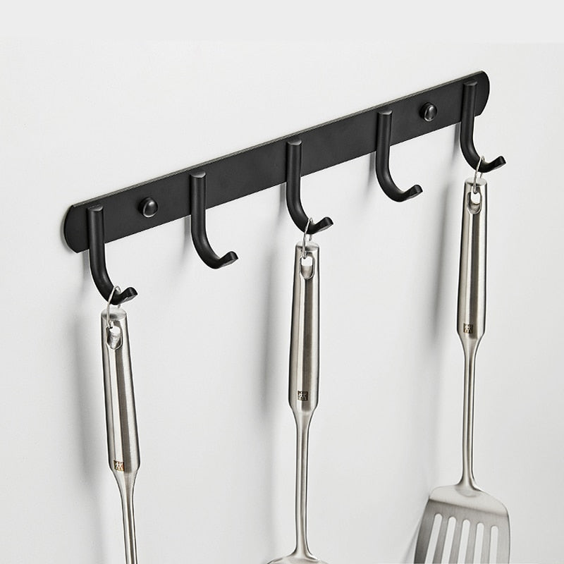 New Punch-free 3/4/5/6/7 Hooks Wall Mounted Coat Hanger Rack Aluminum Alloy Towel Keys Hook Organizer Over the Door Wall Hook - Provence Home Living Store