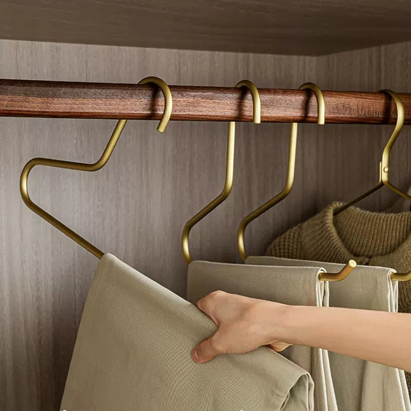 5pcs Non-Slip Pants Rack Trouser Drying Hangers Gold/Sliver Solid Metal Open Ended Pant Storage Space Saver Wardrobe Organzier - Provence Home Living Store