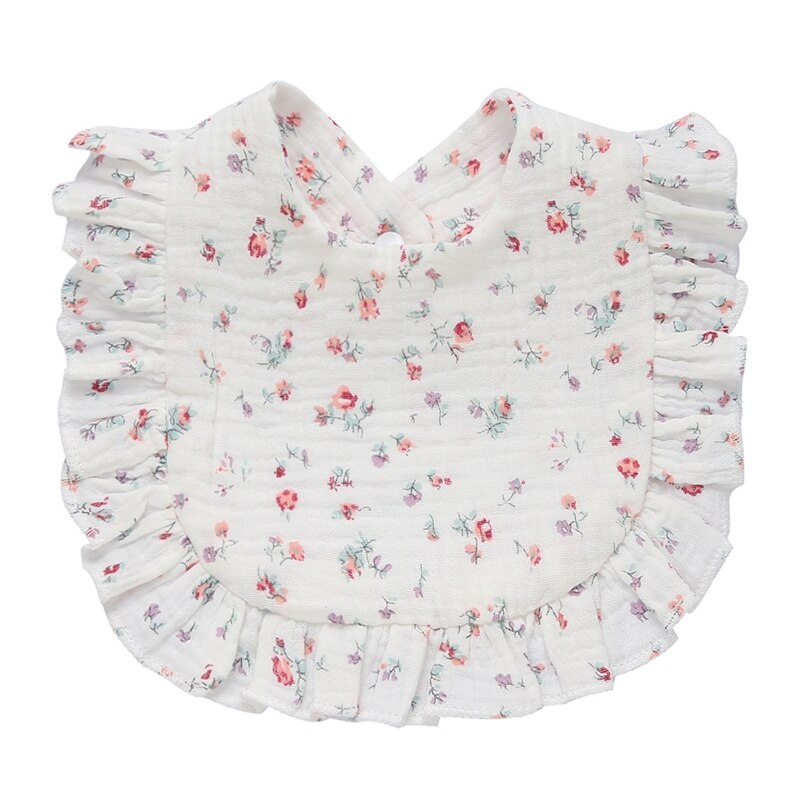 Cotton Gauze Baby Bib Newborn Feeding Bib Burp Cloths Floral Ruffle Boys Girls Nursing Saliva Towel Bandana Baby Accessories - Provence Home Living Store