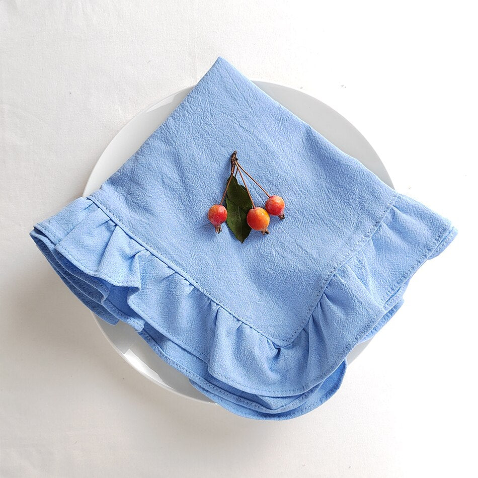 4PCS Flounced Cloth Napkins Cotton Ruffles Soft for Wedding Decoration Table Decor Party Christmas Fishtail Tea Towel Christmas - Provence Home Living Store