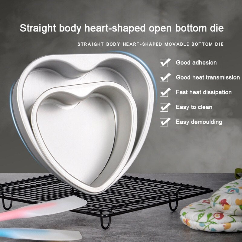 4/6/8/10 Inch Heart Shaped Cake Pan Removable Bottom Aluminum Alloy Chocolate Cake Pan Silver Tin Baking Mold Kitchen Bakeware - Provence Home Living Store