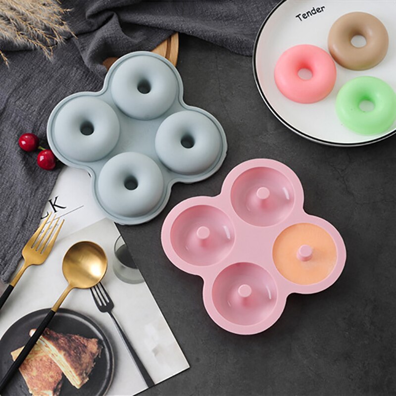 4 Holes Donuts Mold 3D Silicone Doughnut Molds Non Stick Bagel Pan Pastry Chocolate Muffins Cake Maker Kitchen Accessories Tool - Provence Home Living Store