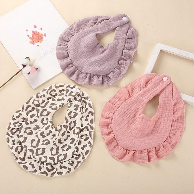 Cotton Gauze Baby Bib Newborn Feeding Bib Burp Cloths Floral Ruffle Boys Girls Nursing Saliva Towel Bandana Baby Accessories - Provence Home Living Store