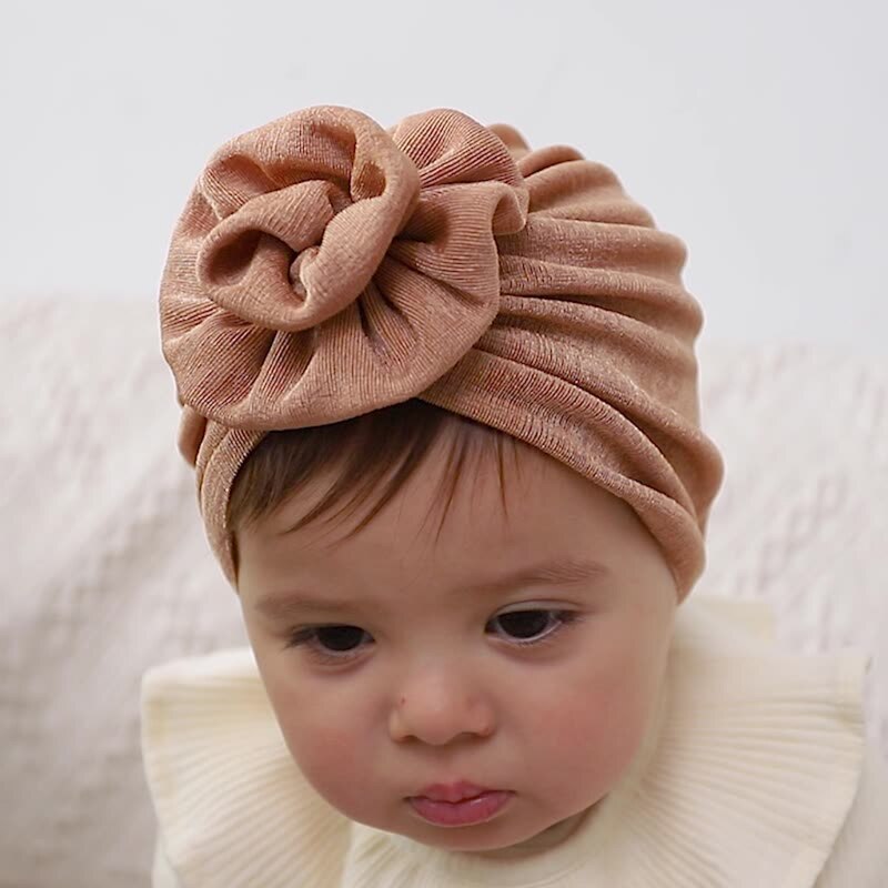 Baby Girls Turban Hat Cute Flower Knot Hospital Hat Ice Silk Newborn Beanie Caps Kids Toddler Elastic Headbands Hair Accessories - Provence Home Living Store