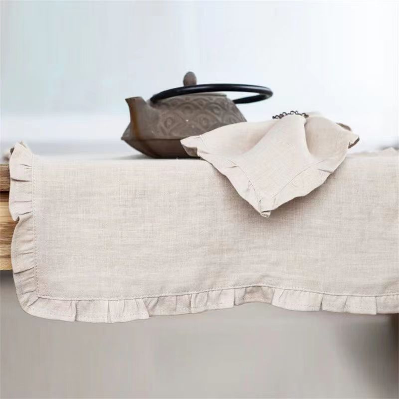 Ruffle Edge Pure Linen Classical Home Table Napkin,100% Linen Flounce Napkins,Restaurant Wedding Dinner Solid Color Cloth - Provence Home Living Store