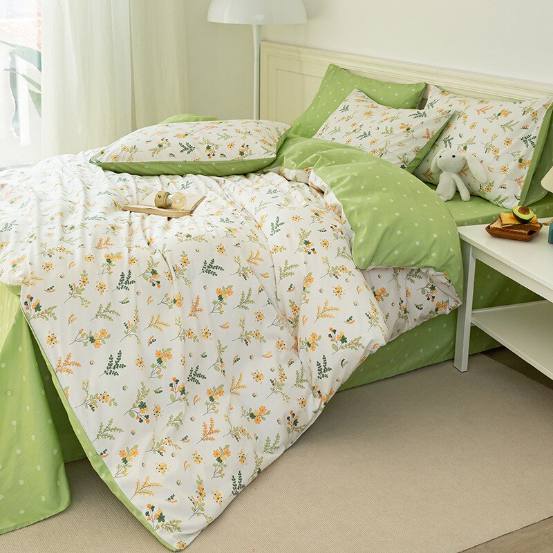 New cotton small floral bed four-piece set cotton bed linen three-piece set gift group purchase - Provence Home Living Store