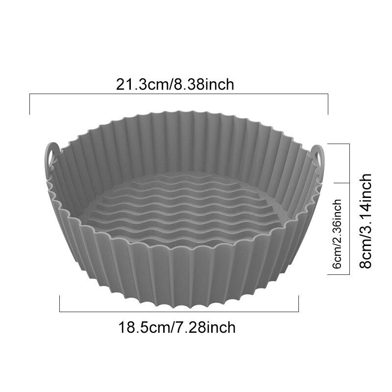 7.5/8.5 inch Air Fryers Oven Baking Tray Fried Chicken Basket Mat AirFryer Silicone Pot Round Replacemen Grill Pan Accessories - Provence Home Living Store