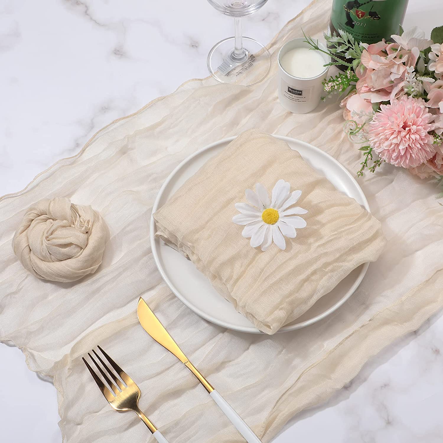 50PCS Gauze Cheesecloth Napkin Table Placemats Setting Dining Wedding Party Banquets Christmas Banquets Arches Cake Decor - Provence Home Living Store