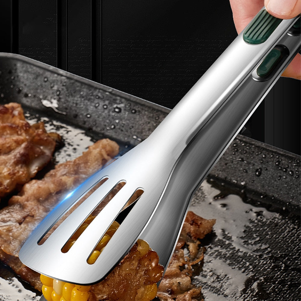 7/9/12inch Stainless Steel Food Clip BBQ Grill Steak Food Clip Silicone Non-slip Handle Bread Tong Kitchen Baking Tools - Provence Home Living Store