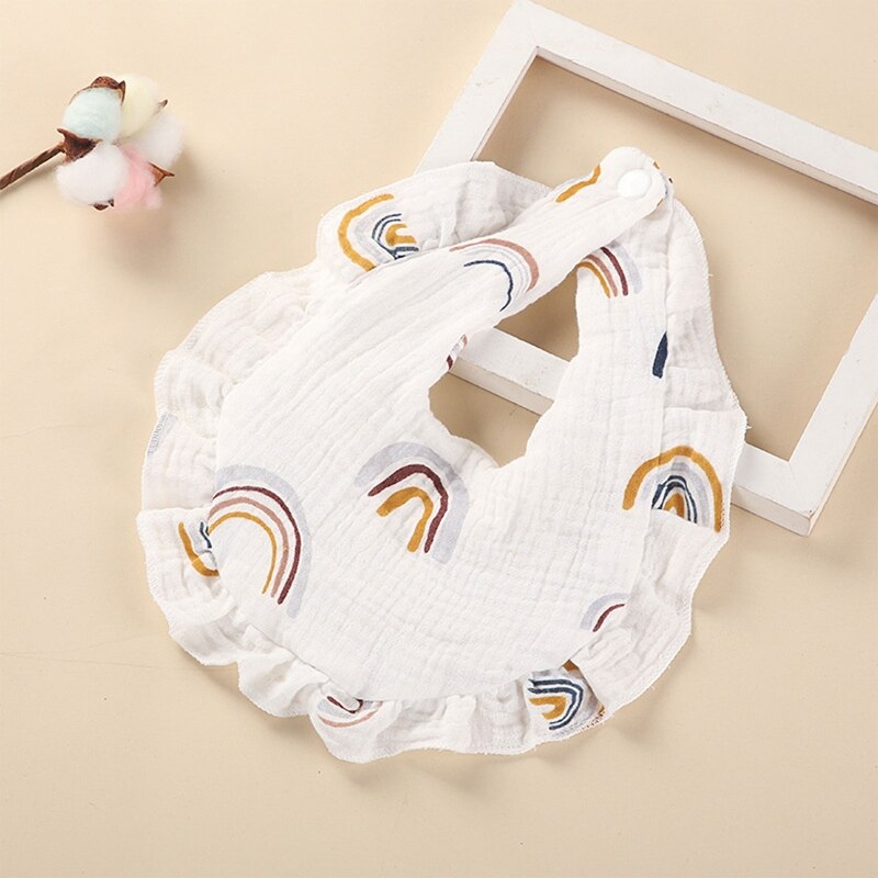 Cotton Gauze Baby Bib Newborn Feeding Bib Burp Cloths Floral Ruffle Boys Girls Nursing Saliva Towel Bandana Baby Accessories - Provence Home Living Store