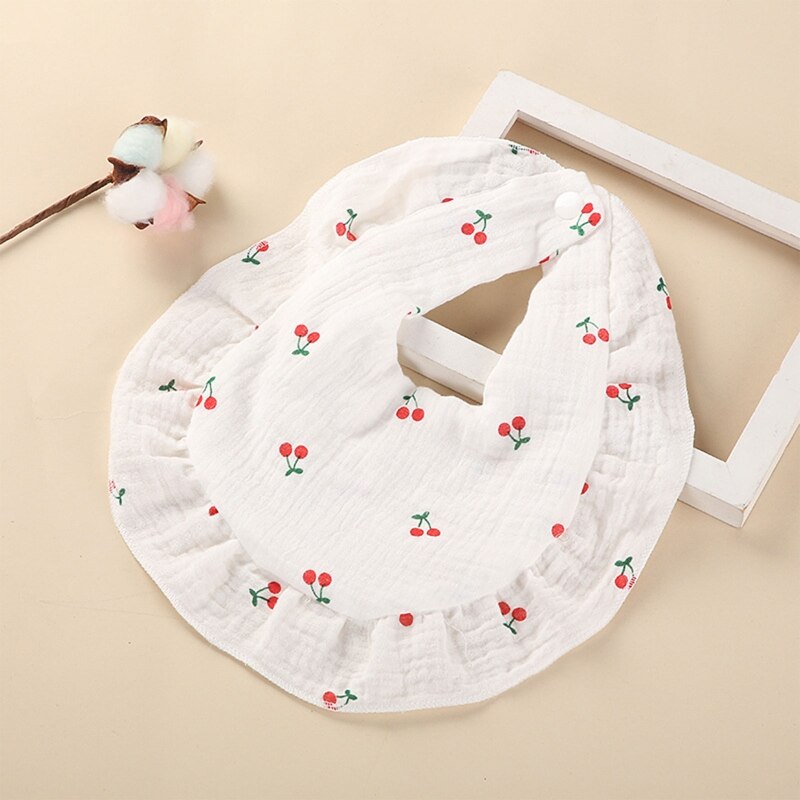 Cotton Gauze Baby Bib Newborn Feeding Bib Burp Cloths Floral Ruffle Boys Girls Nursing Saliva Towel Bandana Baby Accessories - Provence Home Living Store