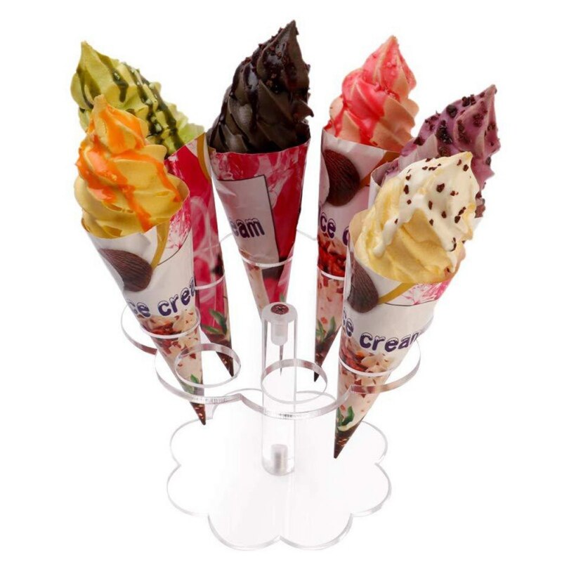 Acrylic Ice Cream Stand Cake Cone Stand Holder 6/8 Cones Wedding Buffet Display Ice Cream Storage Rack Tools Kitchen Gadgets - Provence Home Living Store