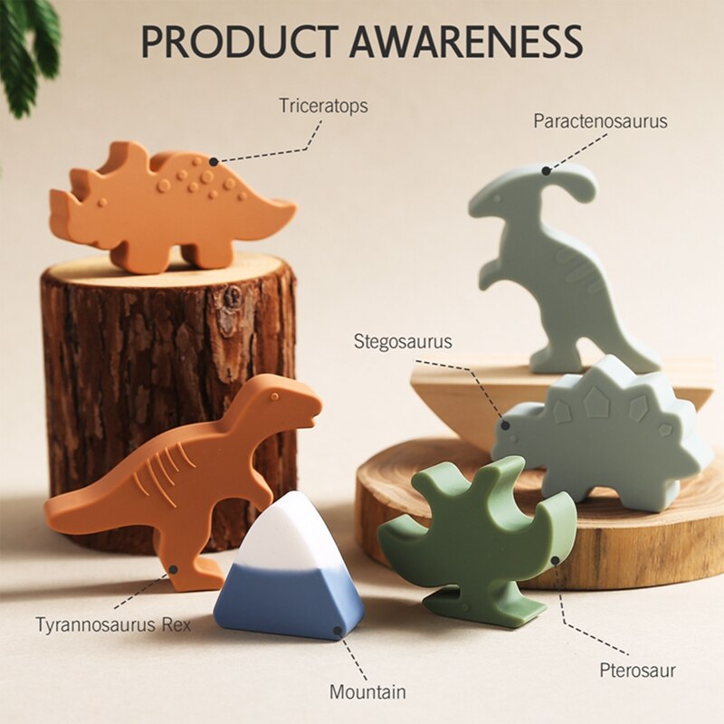 Silicone Dinosaur Cognitive 3D Puzzle Toys Montessori Educational Baby Toys Cognition Intelligence Puzzle Game - Provence Home Living Store