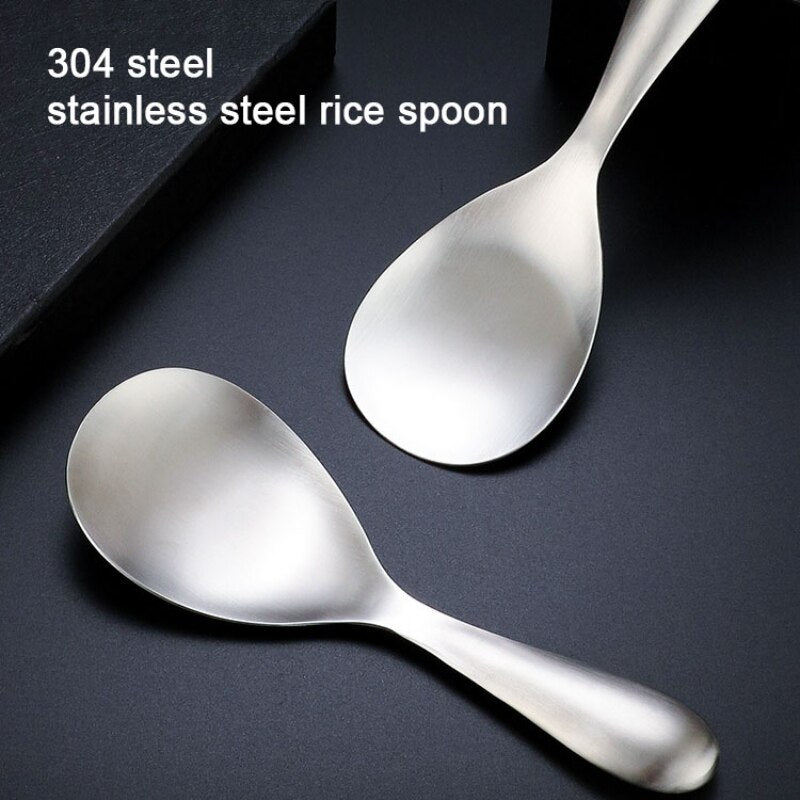 Stainless Steel Rice Spoon Large Capacity Rice Paddle Thicken Soup Spoon Dinnerware Tableware Kitchen Cooking Tools Rice Scoop - Provence Home Living Store