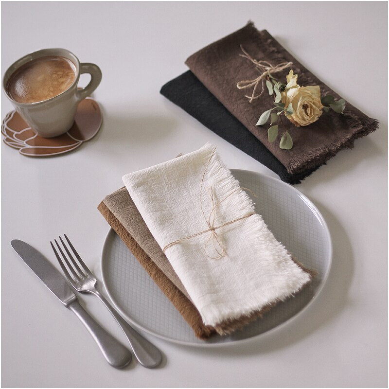 Ramie Cotton Decor Burr Napkins,Reusable Cloth Table Mat,Kitchen Tableware Durable Towel,for Dining Room Family Dinner Wedding - Provence Home Living Store