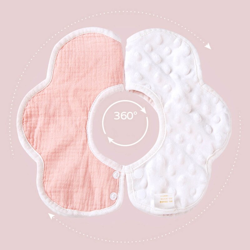 360 Degree Rotation Newborn Burp Cloth Solid Color Baby Flower Shape Feeding Bib Pure Cotton Adjustable Saliva Towel Apron Bibs - Provence Home Living Store