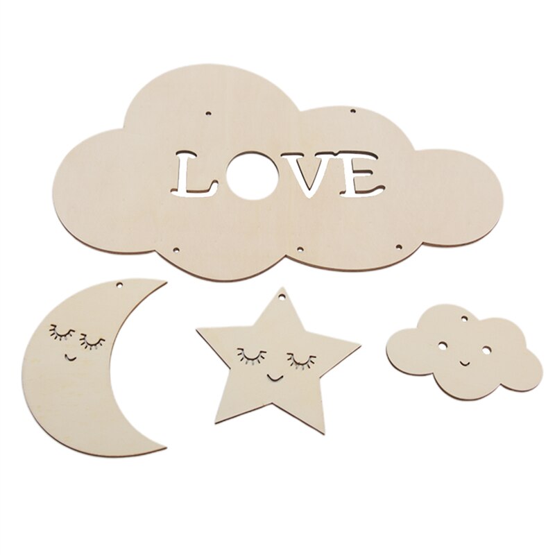 Nordic Wooden Star Cloud Moon Wall Hanging Baby Kids Room Decoration Ornament Pendant Wall Decor Photography Tassel Pendant - Provence Home Living Store