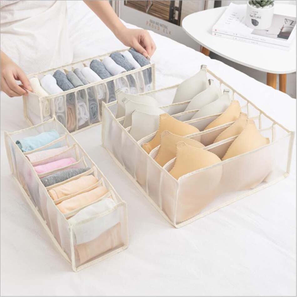 3PCS/Set Underwear Storage Mesh Bag Foldable Separated Box Closet Organizer Drawer Divider Bras Lingerie Panties Socks Home Use - Provence Home Living Store