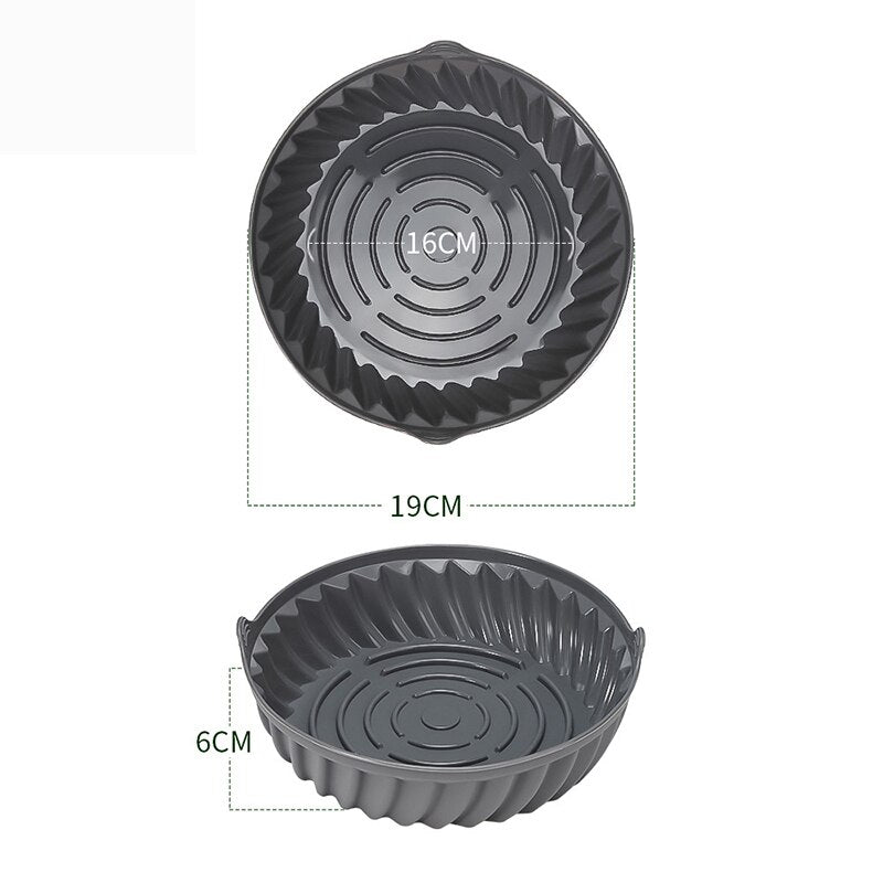 Air Fryer Silicone Basket Thicken Non-stick Round Silicone Pot Oven Baking Tray Fried Chicken Pizza Mat Airfryer Accessories - Provence Home Living Store