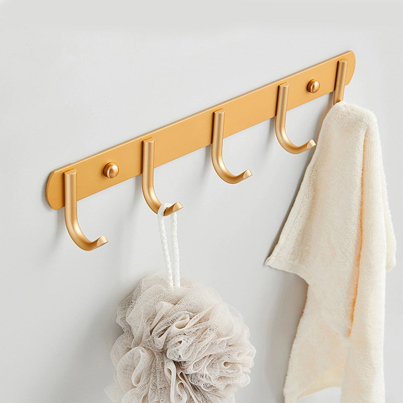 New Punch-free 3/4/5/6/7 Hooks Wall Mounted Coat Hanger Rack Aluminum Alloy Towel Keys Hook Organizer Over the Door Wall Hook - Provence Home Living Store