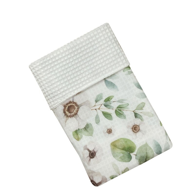 Soft Cotton Muslin Waffle Baby Blanket Floral Newborn Swaddle Blanket for Infant Swaddling Receiving Wrap Breastfeeding Towel - Provence Home Living Store