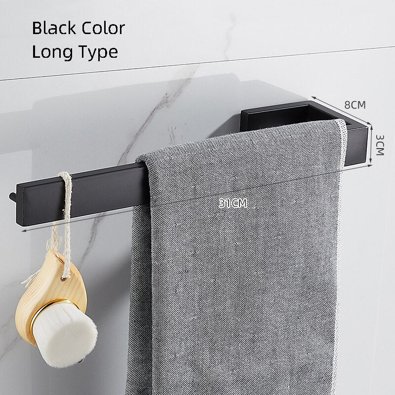 Stainless Steel Towel Storage Holder  Black Towel Rack Towel Hanger Bathroom Paper Holder Slipper Rack Storage Rack - Provence Home Living Store